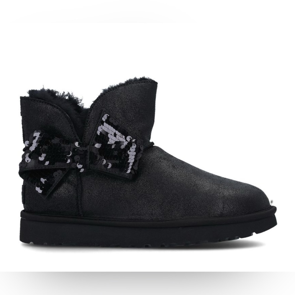UGG Mini Sequin‎ Bow Boot, Black.  Like New